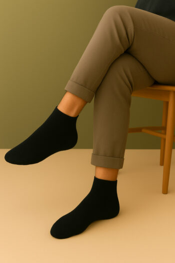 Erkek Bambu Yarım Konç Siyah Çorap Dikişsiz 6 Çift