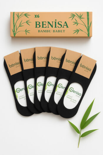 Erkek Bambu Babet Çorap Siyah Dikişsiz 6 Çift