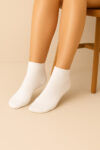 Kadın Bambu Yarım Konç Beyaz Çorap Dikişsiz 6 Çift
