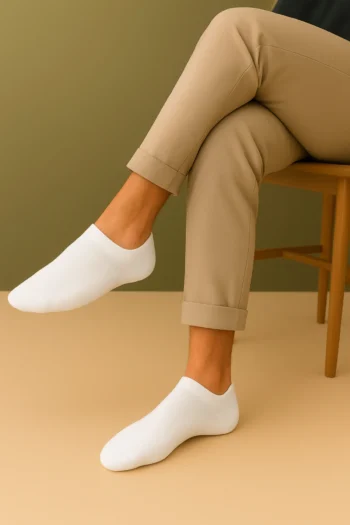 Erkek Bambu Patik Beyaz Çorap Dikişsiz 6 Çift