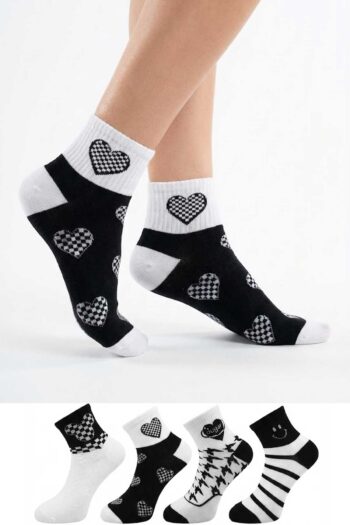 Kadın Desenli Pamuklu Tenis Çorap 4 Çift