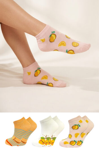 Kadın Pamuklu Patik Çorap Renkli 3'lü Paket